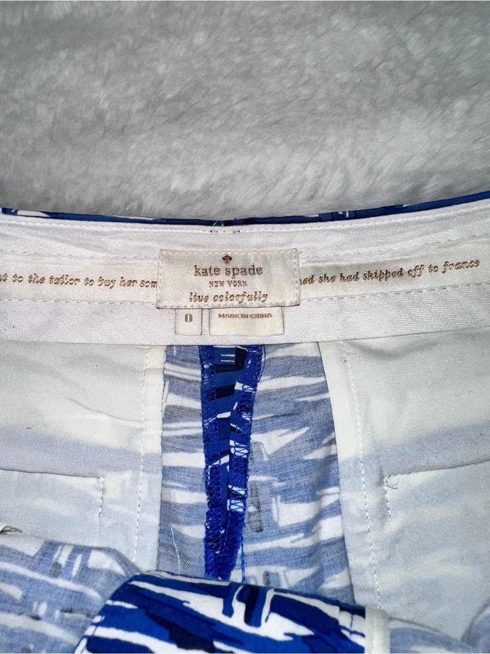 kate spade Blue & White Woven-Print Bermuda Shorts